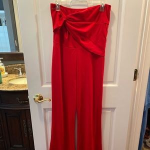 Tube top red pant jumpsuit